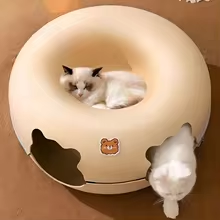 Cute Cartoon Shaped Interactive Toy for Cats House Felt Tunnel,Gift for pets,Cave Beds Removable Donut with Zipper Nest Basket Kitten Supplies,Cat Donut Tunnel for Large Pet Cat House&Olay Tunnel