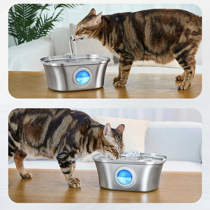 3.2L Cat Drinking Fountain Automatic Stainless Steel Pet Cats Water Dispenser Ultra-quiet Pump Water Foutain for Multiple Pets