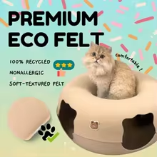 Cute Cartoon Shaped Interactive Toy for Cats House Felt Tunnel,Gift for pets,Cave Beds Removable Donut with Zipper Nest Basket Kitten Supplies,Cat Donut Tunnel for Large Pet Cat House&Olay Tunnel