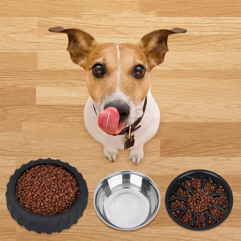 Slow Feeder Dog Bowls Non-Slip Silcone Suction Design Tire Shape Anti-Choking Puzzle Dog Food Bowl Anti-Slip Dog Feeder For Food