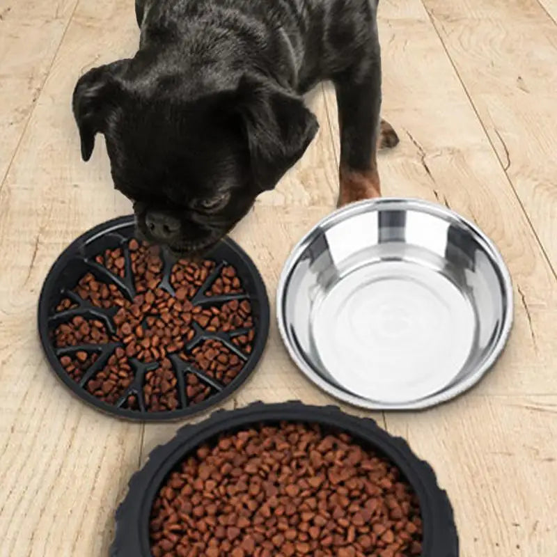 Slow Feeder Dog Bowls Non-Slip Silcone Suction Design Tire Shape Anti-Choking Puzzle Dog Food Bowl Anti-Slip Dog Feeder For Food